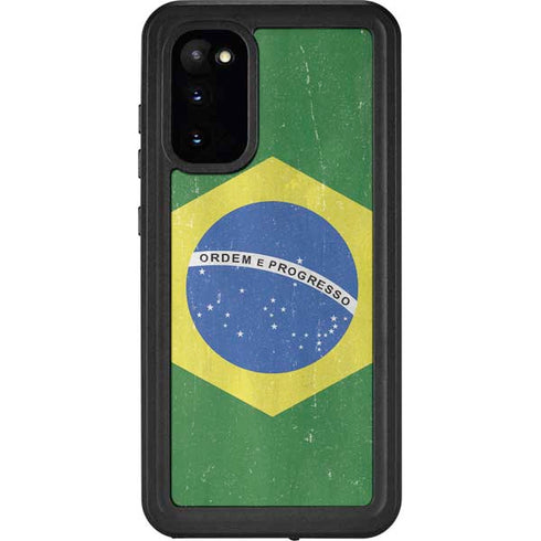 Brazil Flag Distressed Galaxy S20 Waterproof Case